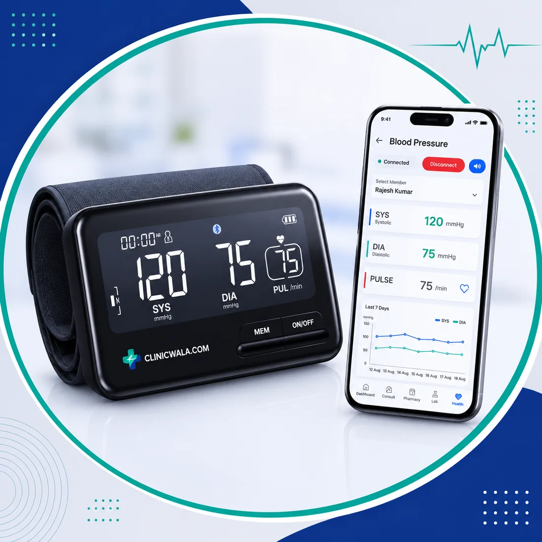 BP Monitor supplied with the ClinicWala e-clinic kit
