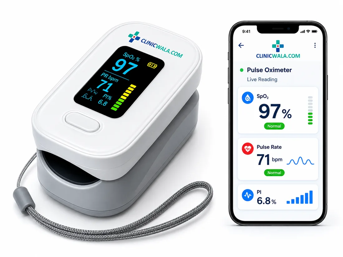 Pulse Oximeter supplied with the ClinicWala e-clinic kit