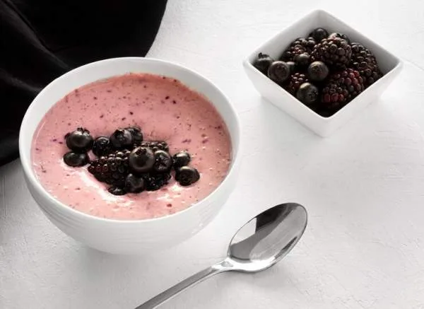 Black grapes with strawberry raita